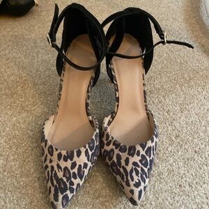 New Look Black and Leopard Print Heels